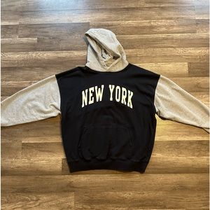 Brandy Melville Oversized Two-Toned New York Hoodie
